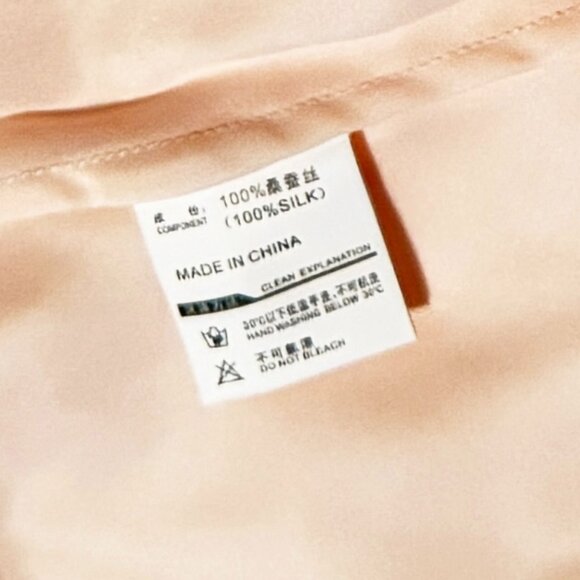 Luxury 100% Silk Embroidered 2-Piece Robe Cami Sleepwear Set - Peach Pink - Picture 10 of 10